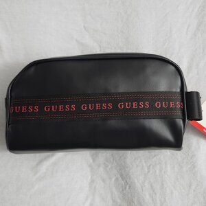 GUESS Travel Kit Bag – Black with Red Logo, Brand New w/ Tag